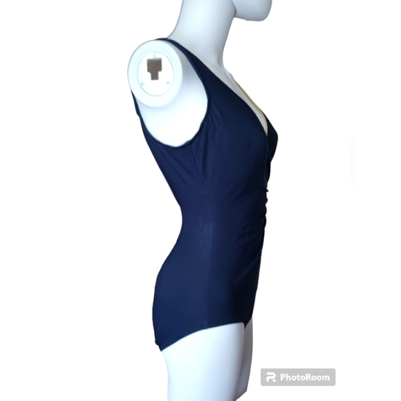 Longitude One Piece Swimsuit Dark Blue & Yellow Swimwear for Women Size S. - Picture 8 of 15